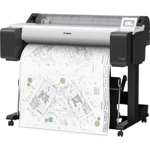 Canon imagePROGRAF TM-350 printing technical drawings on large-format paper.